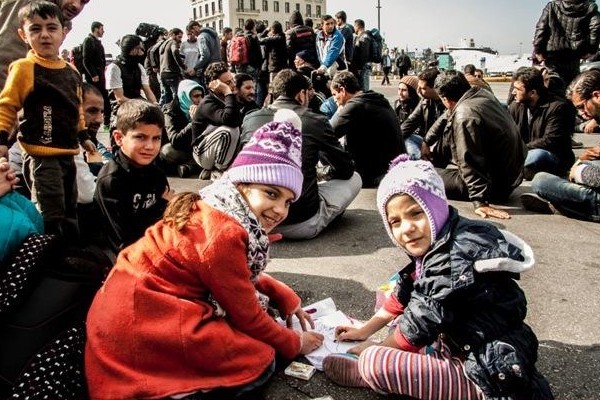 REFUGEES PROTEST AT THE PORT OF PIRAEUS