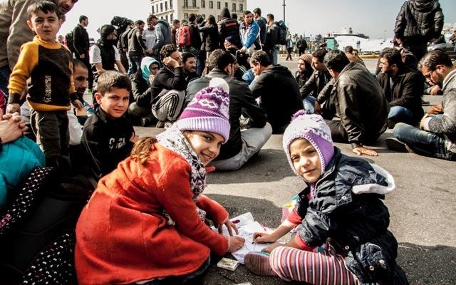 REFUGEES PROTEST AT THE PORT OF PIRAEUS